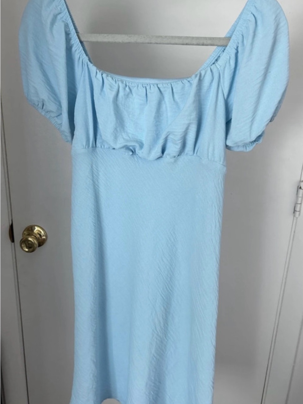 No Boundaries Sky Blue Puff Sleeve Midi Dress